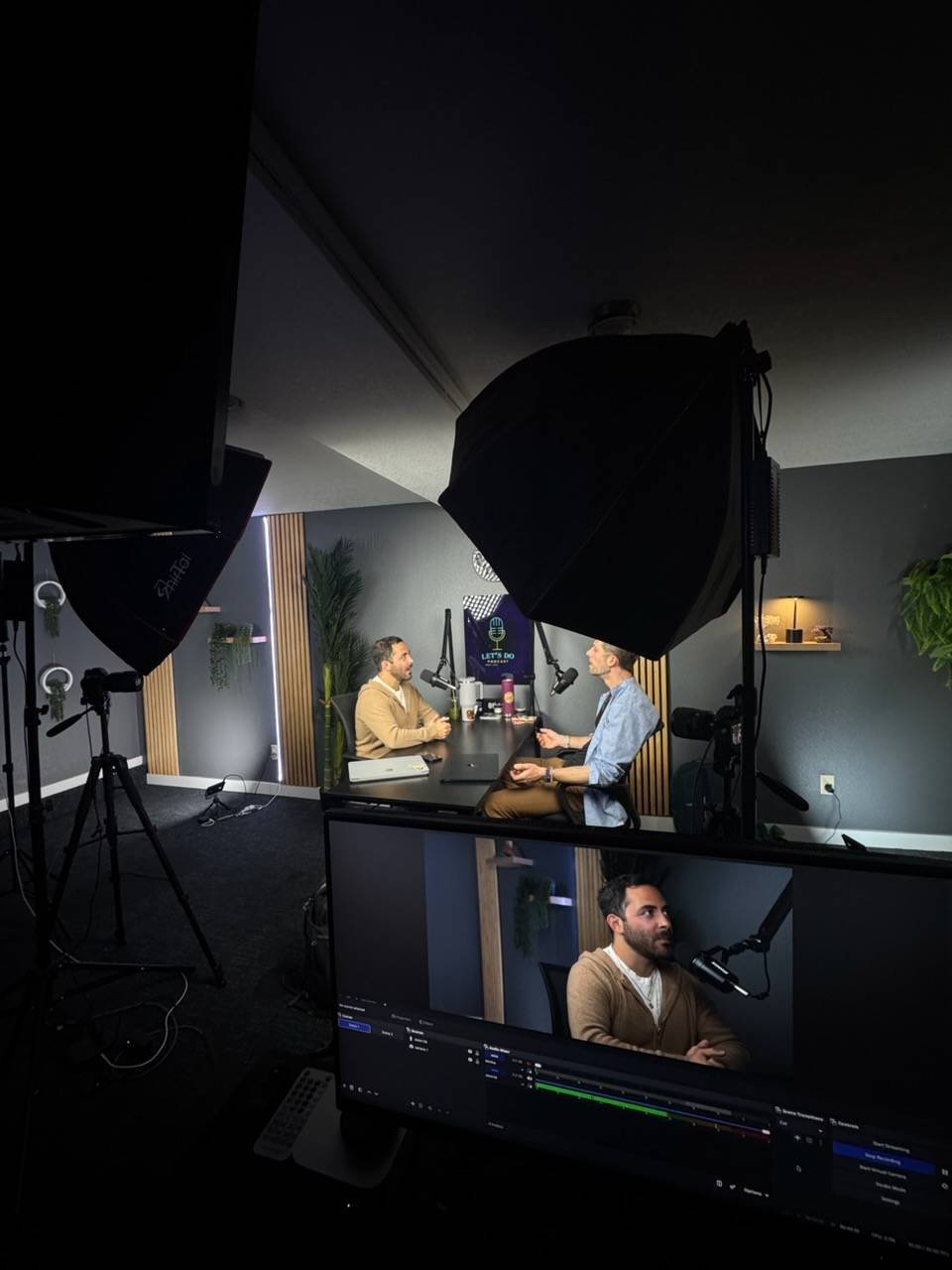 Behind the scenes filming a podcast episode