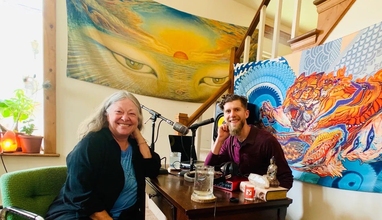 Julian with a female guest in the studio